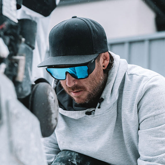 Primes Matte Black Frame Reflectors Blue Lens Safety Glasses