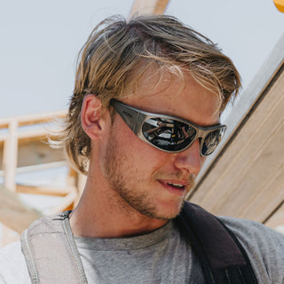 Sonics Silver Frame Polarized Lens Safety Glasses