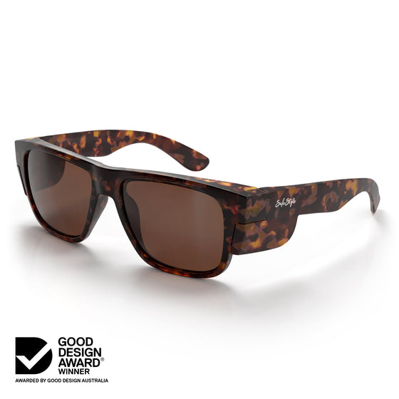 Fusions Matte Brown Tort Frame Brown Polarized Lens Safety Glasses