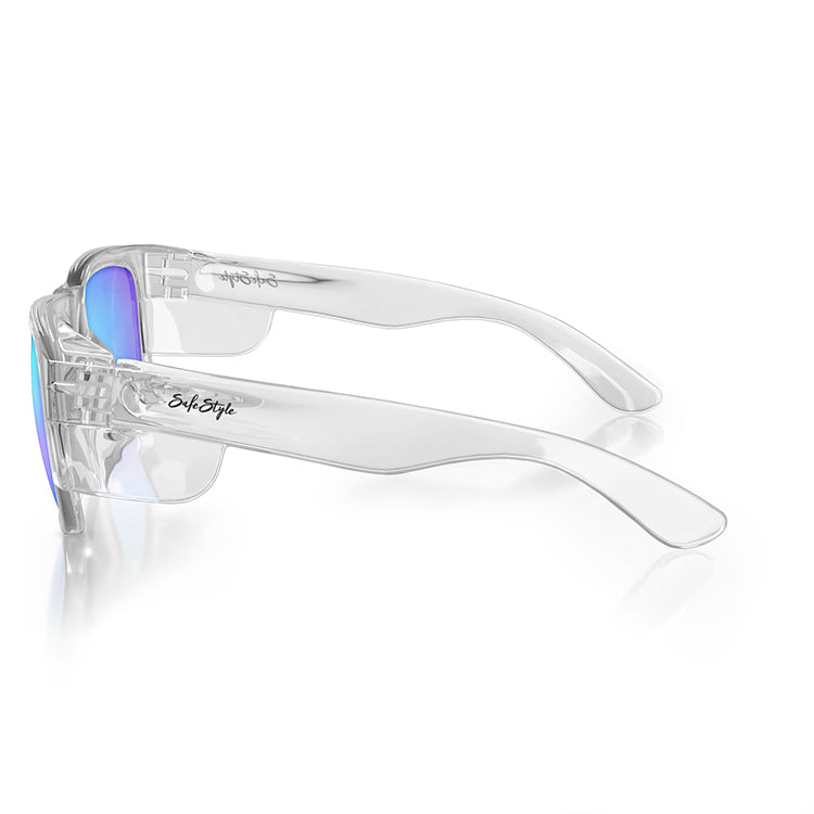 Fusions Clear Frame Mirrors Blue Polarized Lens