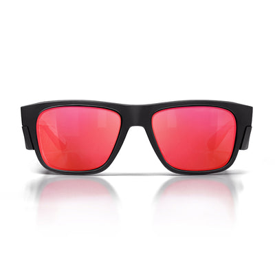 Fusions Matte Black Frame Mirrors Red Polarized Lens