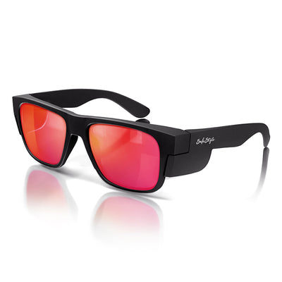 Fusions Matte Black Frame Mirrors Red Polarized Lens