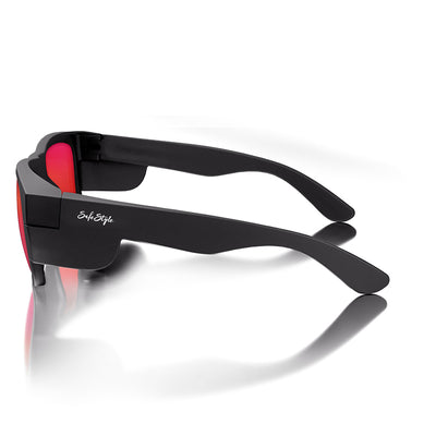 Fusions Matte Black Frame Mirrors Red Polarized Lens
