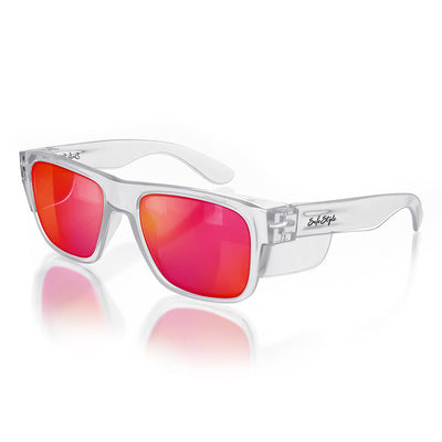 Fusions Clear Frame Mirrors Red Polarized Lens